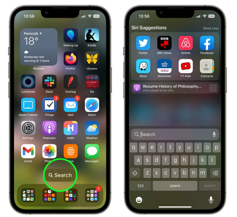 阿城苹果手机维修分享升级到 iOS 16 后，如何删除主屏幕上的搜索按钮 