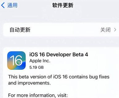 阿城苹果手机维修分享iOS16 Beta4 更新内容及升级建议 